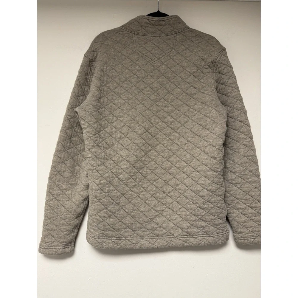 Eddie Bauer Mens Quilted‎ Quarter Zip Pullover Sweater Beige Size Small - Picture 5 of 6
